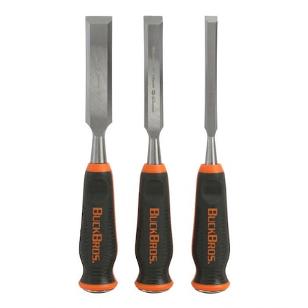 Buck Brothers 3 Piece Comfort Grip Wood Chisel Set  1/2 in, 3/4 in, 1 in 74730